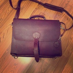 Saddleback Leather thin briefcase in chestnut